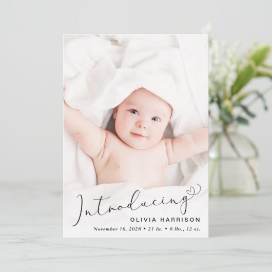 Introductie van Foto Collage Mint Birth Aankondiging (Staand voorkant)