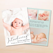 Introductie van Foto Collage Mint Birth Aankondiging