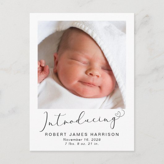 Introductie van Foto's Baby Birth Aankondigingskaart (Voorkant)