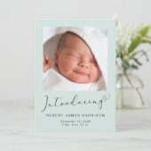 Introductie van Foto's Baby Birth Mint Aankondiging (Staand voorkant)