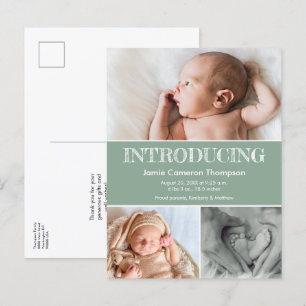 Introductie van Green Baby Photos Geboorteaankondi Aankondigingskaart