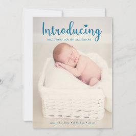 Introductie van Hand Lettering Blue Baby Boy Elega Aankondiging
