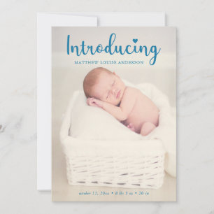 Introductie van Hand Lettering Blue Baby Boy Elega Aankondiging