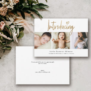 Introductie van Modern Gold Script hart 3 foto Bab Bedankkaart