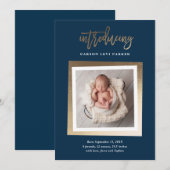 Introductie van moderne gouden schrift baby foto g aankondiging (Voorkant / Achterkant)