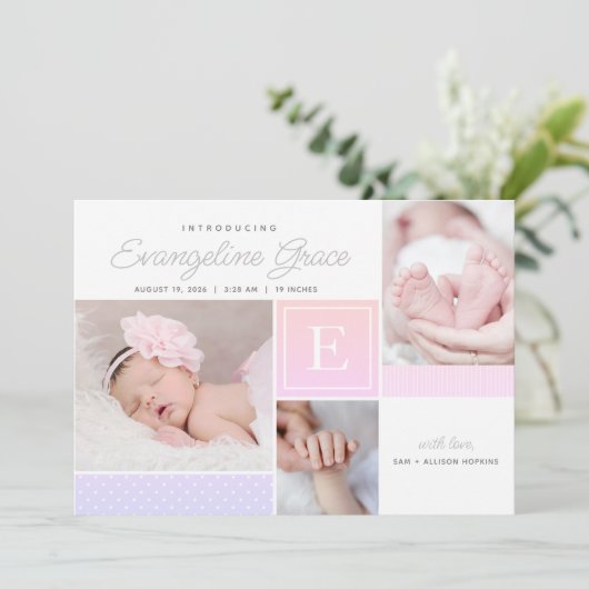 Introductie van Multi-Photo Birth Announcement Aankondiging (Staand voorkant)