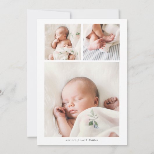 Introductie van Multi Photo Gold Script Birth Aankondiging (Achterkant)