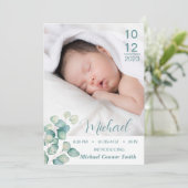 Introductie van New Baby Newborn Boy Birth Stats F Aankondiging (Staand voorkant)