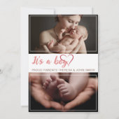 Introductie van Newborn Baby Boy Birth Stats 3 Fot Aankondiging (Achterkant)