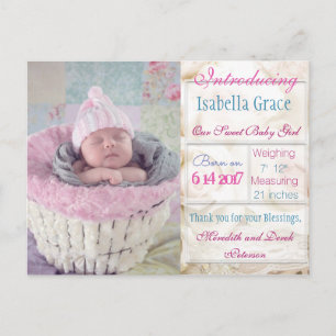 Introductie van nieuwe baby meisje aankondiging Br