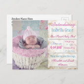 Introductie van nieuwe baby meisje aankondiging Br (Voorkant / Achterkant)