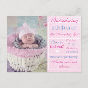 Introductie van nieuwe baby meisje aankondiging Br