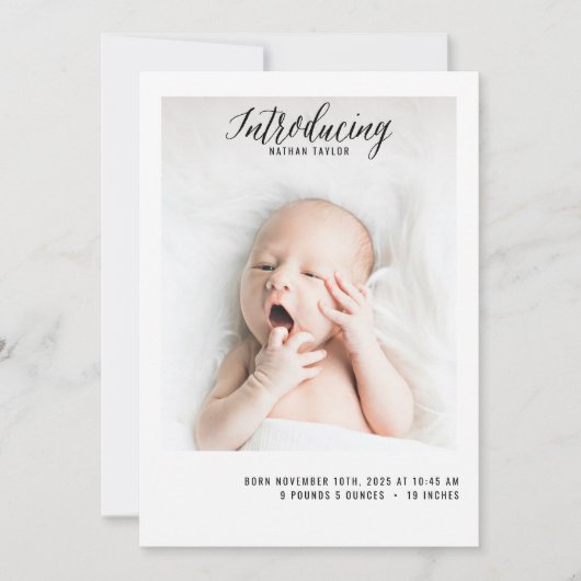 Introductie van nieuwe babyfoto Baby Geboorte Aankondiging (Voorkant)