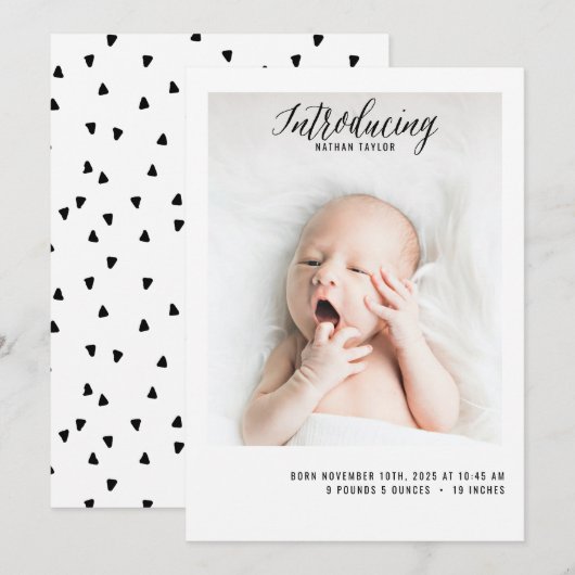 Introductie van nieuwe babyfoto Baby Geboorte Aankondiging (Voorkant / Achterkant)