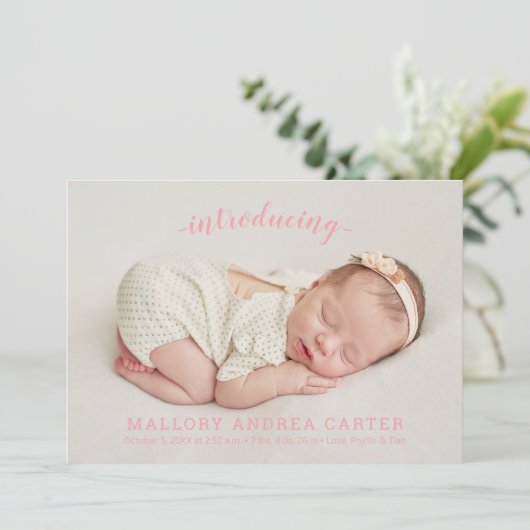 Introductie van onze aankondiging van de geboorte  (Staand voorkant)