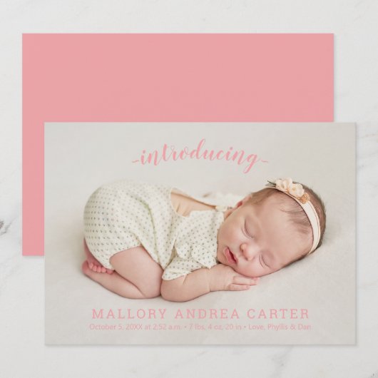 Introductie van onze aankondiging van de geboorte (Voorkant / Achterkant)