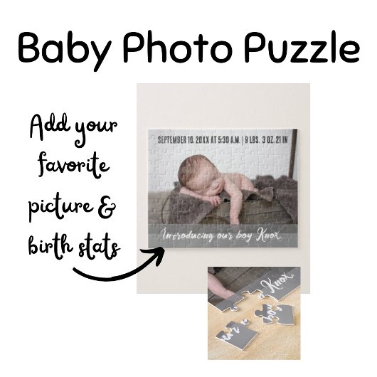Introductie van onze jongen - Baby Foto Geboorte A Legpuzzel
