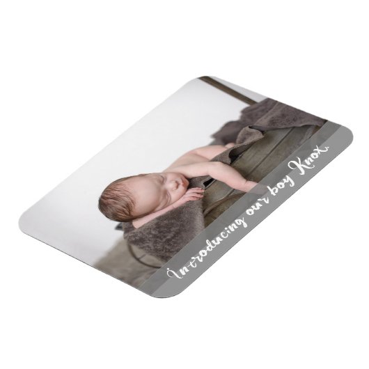 Introductie van onze jongen, Naam Baby Foto Magneet (Linkerzijde)