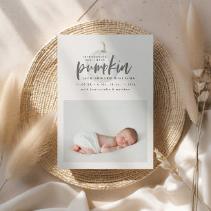 Introductie van onze kleine pompoen geboorte aanko feestdagenkaart