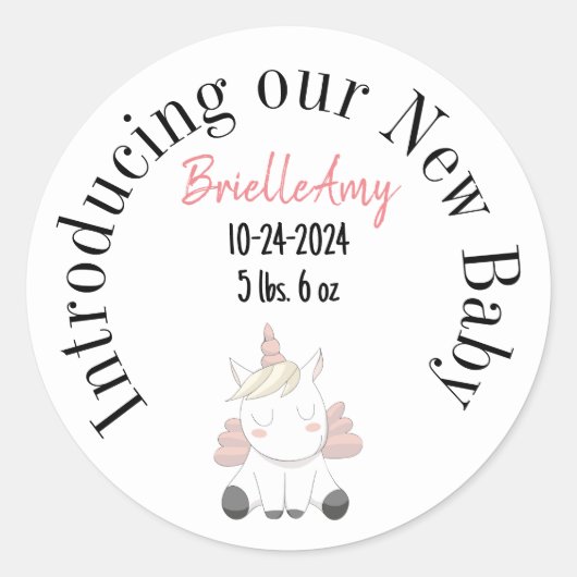 Introductie van onze New Baby Girl envelop seal Ronde Sticker (Voorkant)