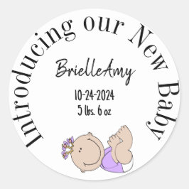 Introductie van onze New Baby Girl envelop seal Ronde Sticker