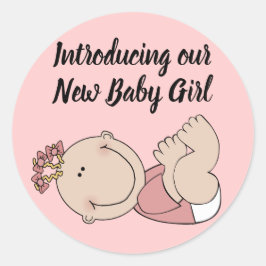 Introductie van onze New Baby Girl envelop seal Ronde Sticker