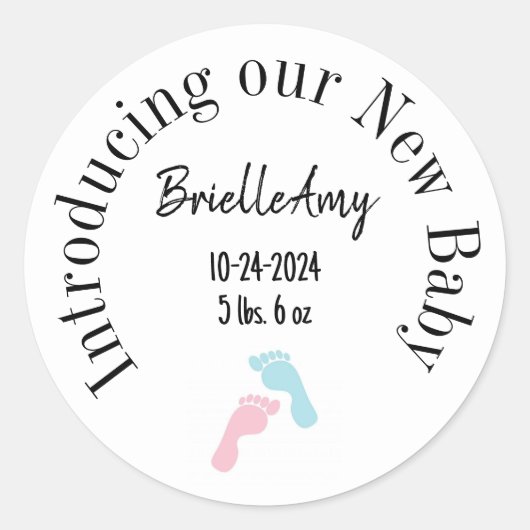 Introductie van onze New Baby Girl envelop seal Ronde Sticker (Voorkant)