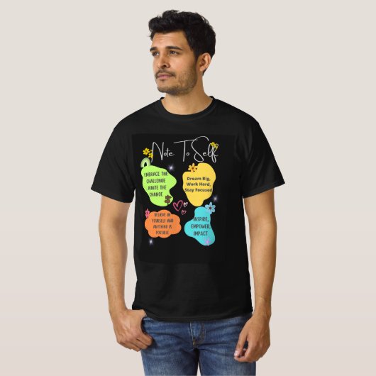 Introductie van onze "Note to Self" Retro Motivati T-shirt (Voorkant volledig)