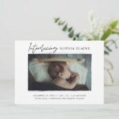 Introductie van onze pasgeboren fotogeboorte aankondiging (Staand voorkant)