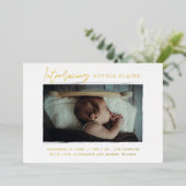 Introductie van onze pasgeboren fotogeboorte folie uitnodiging (Staand Voorkant)