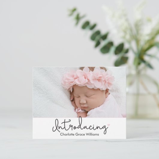 Introductie van Script Baby Photo Heart Kaart (Staand voorkant)