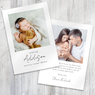 Introductie van Script Photo Birth Stats Nieuwe Ba Bedankkaart