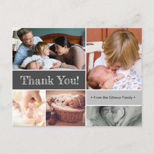 Introductie van tweede baby fotocollage aankondigingskaart (Voorkant)