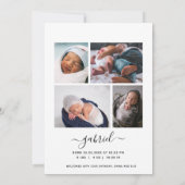 Introductie van White Script Foto-overlay Baby Geb Aankondiging (Achterkant)