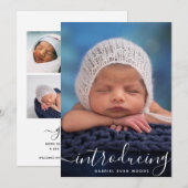 Introductie van White Script Foto-overlay Baby Geb Aankondiging (Voorkant / Achterkant)