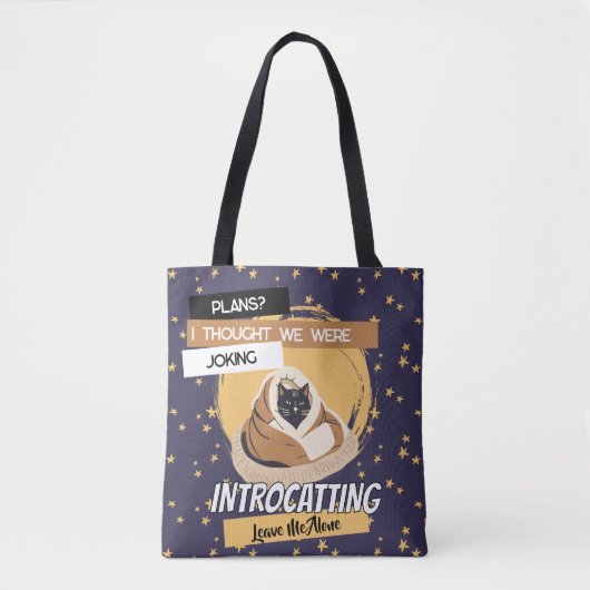 Introkatten Introvert Kitty Vibes Grappige Kat Tote Bag (Voorkant)