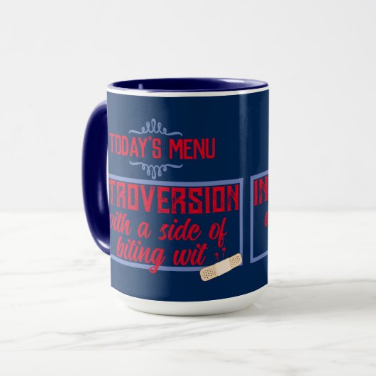 Introvert anti sociale eenling bijten met sarcasme mok (Voorkant links)