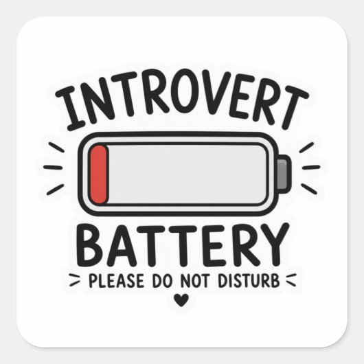 Introvert Batterij Gelieve Niet Storen Sticker (Voorkant)