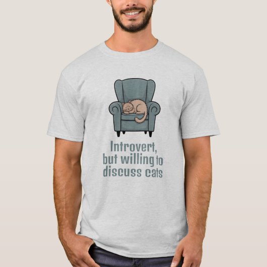 Introvert bereid om katten grappig citaat te bespr t-shirt (Voorkant)