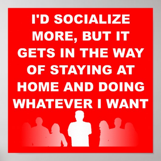 Introvert Blijf Thuis Grappig Poster Bord (Voorkant)