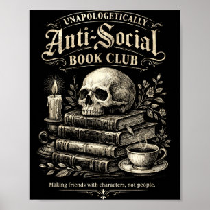 Introvert boekenclub grappige boekenwurmen sociaal poster