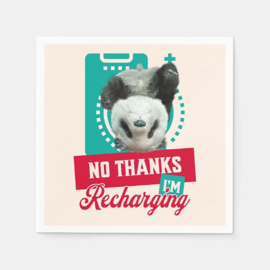 Introvert Burn-out Panda Sociale Batterij Ontwerp Servet (Voorkant)