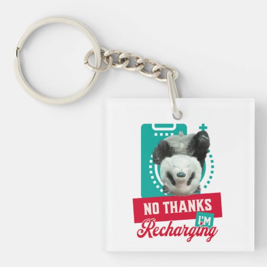 Introvert Burn-out Panda Sociale Batterij Ontwerp Sleutelhanger (voorkant)