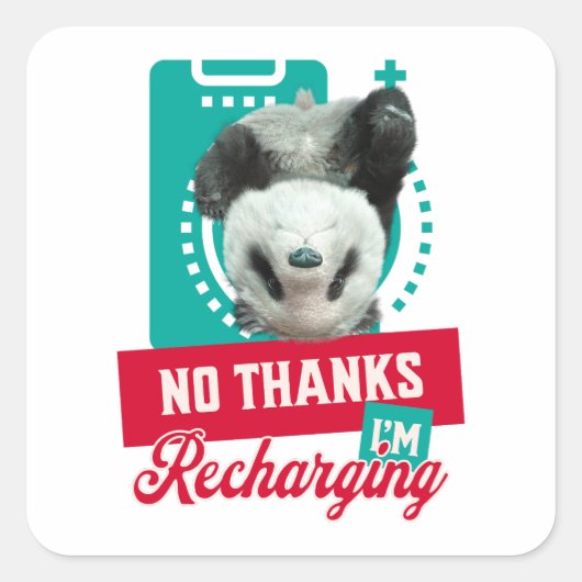 Introvert Burn-out Panda Sociale Batterij Ontwerp Vierkante Sticker (Voorkant)
