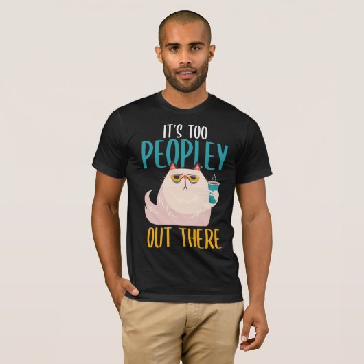 Introvert Cat Funny introverte koffiedrinker T-shirt (Voorkant volledig)