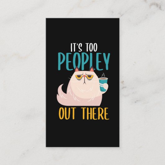 Introvert Cat Funny introverte koffiedrinker Visitekaartje (Voorkant)