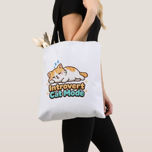 Introvert Cat Mode Funny Tote Bag (Dichtbij)