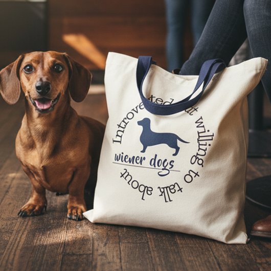 Introvert die graag praat over grappige Dachshunds Tote Bag