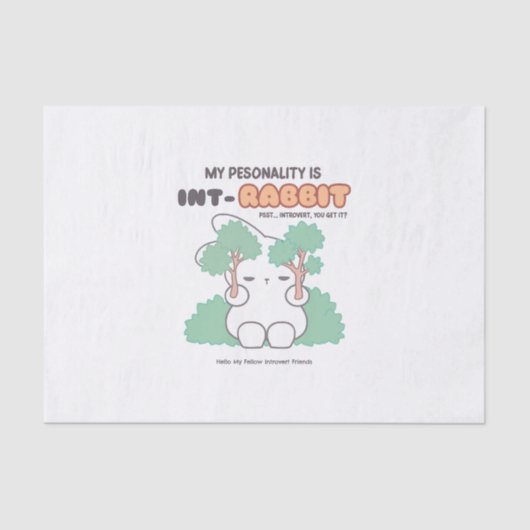 Introvert door Natuur: De INT-RABBIT Persoonlijkhe Tissuepapier (Voorkant)