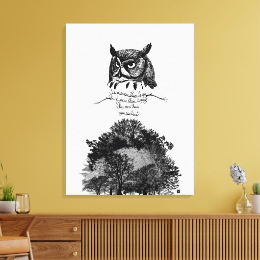 Introvert Empath Uil wijsheid geïllustreerd inkt c Canvas Afdruk (Insitu (Woonkamer))